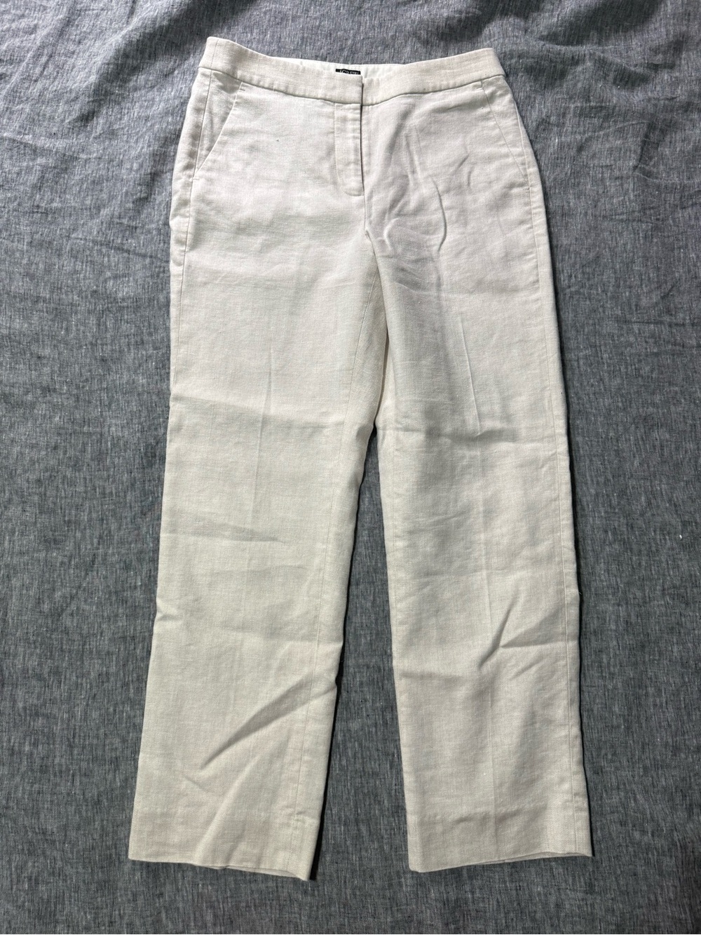 J. Crew Cream Straight-Leg Linen Pants